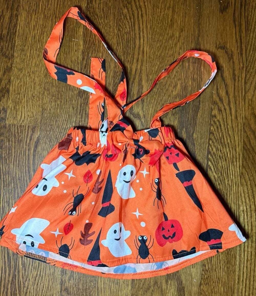 Halloween Toddler Girls Dress with Ghost, Bat, and Pumpkin Print, Size 70